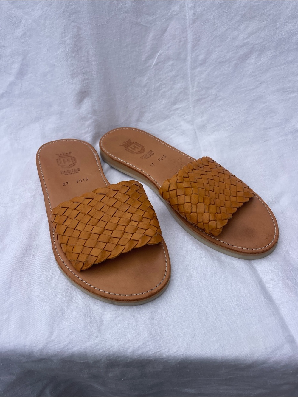 Braided Slide Sandals - Yellow Leather sz 10